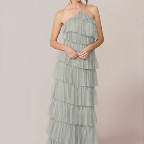 Revelry | Dresses | Revelry Sage Green Haltertop Ruffle Tiered Gown For Bridesmaids | Poshmark Revelry | Dresses | Revelry Sage Green Haltertop Ruffle Tiered Gown For Bridesmaids | Poshmark